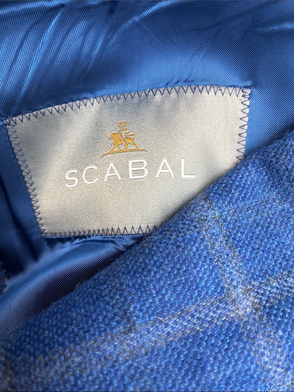 Men's Blue Windowpane Sport Coat - Classic Tailored Blazer - Picture 3 of 9